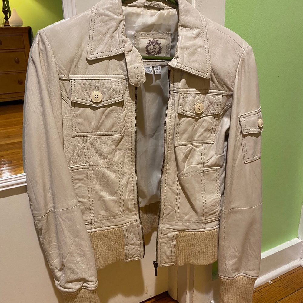 Zara TRF Tan Leather Bomber Jacket